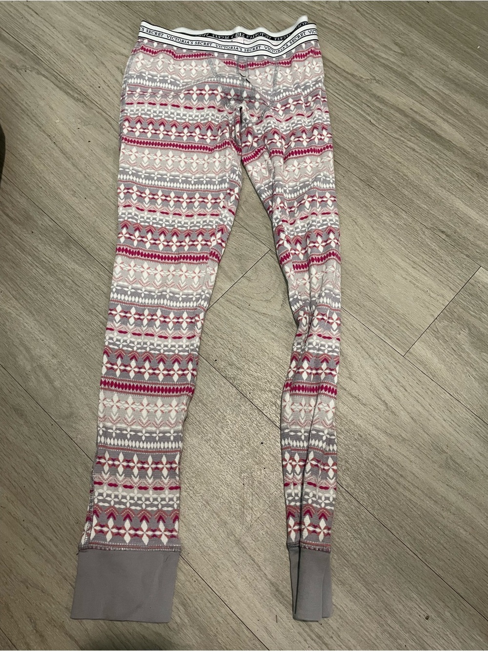 Victoria's Secret Fair Isle Thermal Leggings - Pink & Gray